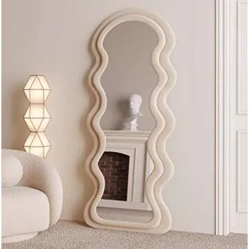 BOJOY 63x24 Irregular Wavy Mirror for Stylish Spaces
