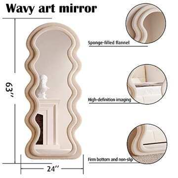 BOJOY 63x24 Irregular Wavy Mirror for Stylish Spaces