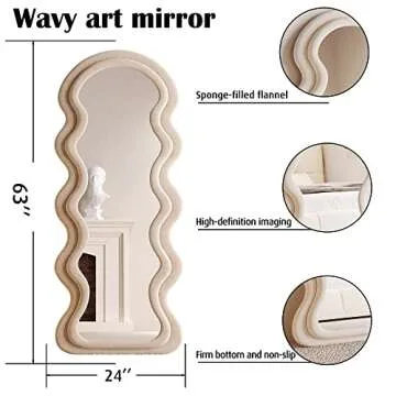 BOJOY 63x24 Irregular Wavy Mirror for Stylish Spaces