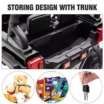 TOBBI 12v Kids Ride On Truck with Remote Control, Battery Powered Ride on Toy Car w/Music, MP3, Safety Belt, Black