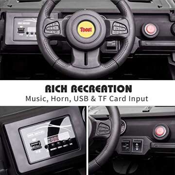 TOBBI 12v Kids Ride On Truck with Remote Control, Battery Powered Ride on Toy Car w/Music, MP3, Safety Belt, Black