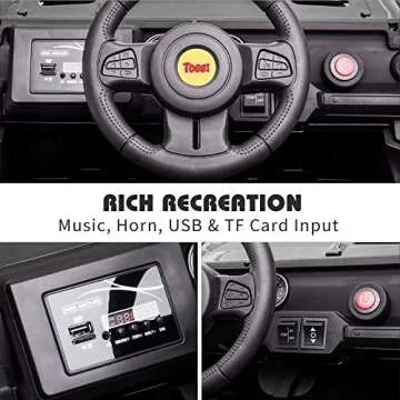 TOBBI 12v Kids Ride On Truck with Remote Control, Battery Powered Ride on Toy Car w/Music, MP3, Safety Belt, Black