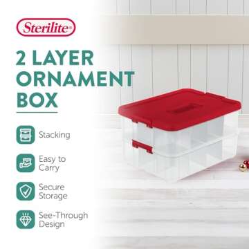 Sterilite 12-Pack Ornament Storage Box - 24 Compartments