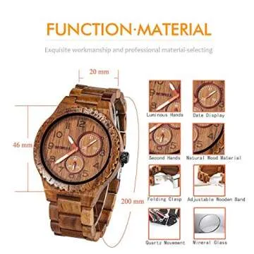 BEWELL Men's Eco-friendly Wood Quartz Watch - Stylish Design