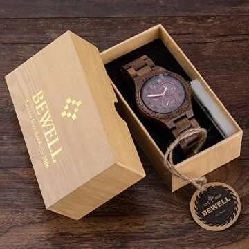 BEWELL Men's Eco-friendly Wood Quartz Watch - Stylish Design