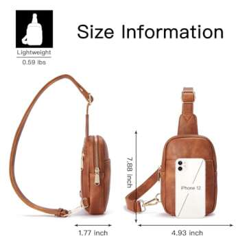 Telena Small Sling Bag for Women Leather Crossbody Fanny Packs Chest Bag for Women Mocha Brown