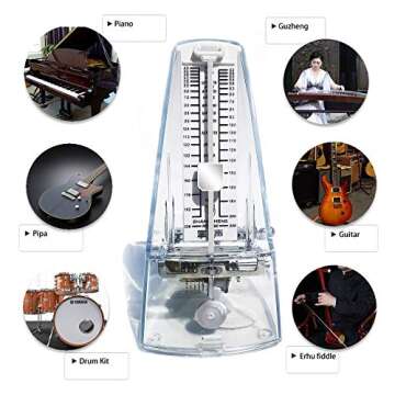 ZHANGSHENG T710 Mechanical Metronome for Loud Sound Piano Drum Violin Guitar Bass, Track Tempo and Beat (Transparent)
