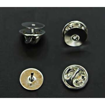 ALL in ONE Butterfly Clutch Tie Tacks Pin Backs with Blank Pins for DIY Craft (Silver 100 Pairs)