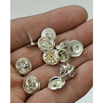 ALL in ONE Butterfly Clutch Tie Tacks Pin Backs with Blank Pins for DIY Craft (Silver 100 Pairs)