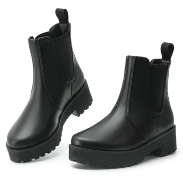 MUSSHOE Chelsea Chunky Heel Hiking Boots for Women - Comfy & Stylish Winter Booties