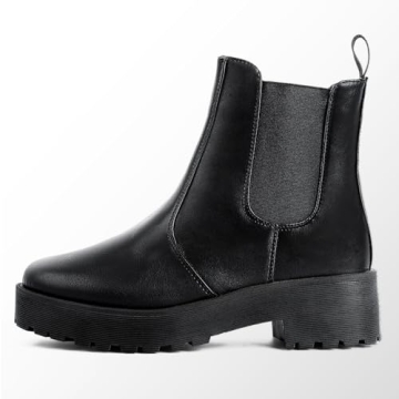 MUSSHOE Women's Chunky Heel Chelsea Boots for Winter
