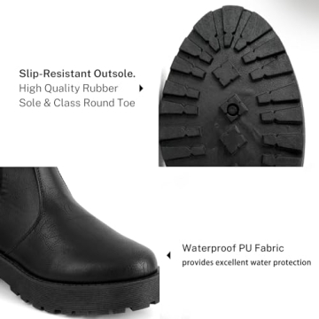 MUSSHOE Women's Chunky Heel Chelsea Boots for Winter