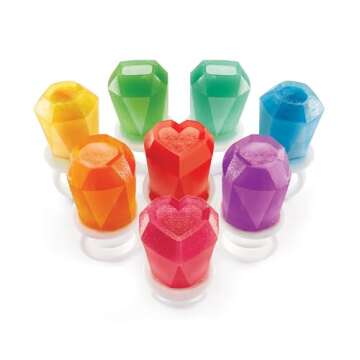 ZOKU Ring Pop Molds - 8 Silicone Popsicle Molds with Reusable Ring Sticks, Makes Gem, Jewel and Hear...