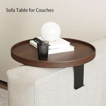 Sofa Armrest Tray Sofa Arm Tray Table Wooden Sofa Arm Tray Adjustable Stand Width Multi-Function Arm...