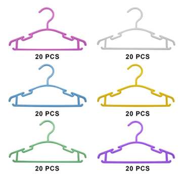 Baby Clothes Hangers,Childrens Colorful Plastic Hangers Small Coat Hangers for Kids,Toddler,Infant,Nursery,Child Closet,120 Pack