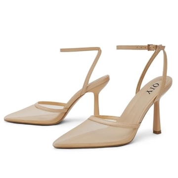 Elegant QIY Nude Mesh Heels for Women - Stylish Comfort