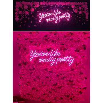 H JSHENLY Large LED Neon Sign for Wall Decor, 28 inches You're Like Really Pretty Pink Neon Light Signs for Bedroom Bachelorette Party Birthday Wedding Engagement Party Bar Club Decoration