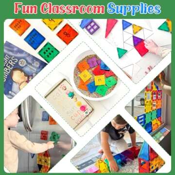 Kids Toys Magnetic Tiles Starter Set Classroom Must Haves, Magnetic Blocks for Toddlers Magnet Building Toys Preschool Montessori Learning Games for 3+ Year Old Boys & Girls