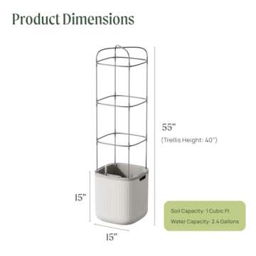 Vego garden Planters for Outdoor & Indoor Plants, Large Plant Pots with Self Watering, 15" Tall Larg...