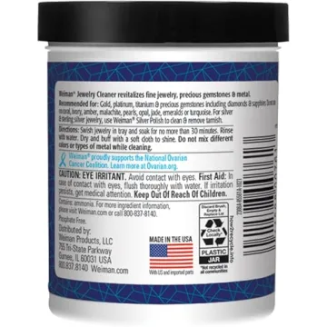 Weiman Fine Jewelry Cleaner Liquid with Cleaning Brush – Restores Shine & Brilliance to Gold, Platinum, Precious Gemstones & Diamond Jewelry, 6 Oz