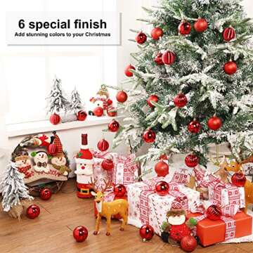 Brizled Red Christmas Ball Ornaments - 34 Pieces 2.36"