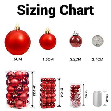 Brizled Red Christmas Ball Ornaments - 34 Pieces 2.36"