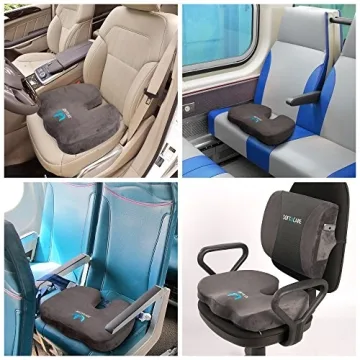 SOFTaCARE Seat Cushion Coccyx Orthopedic Memory Foam and Lumbar Support Pillow, Set of 2, Dark Grey (Grey, 2 pcs)