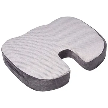 SOFTaCARE Seat Cushion Coccyx Orthopedic Memory Foam and Lumbar Support Pillow, Set of 2, Dark Grey (Grey, 2 pcs)