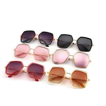 iKANOO Oversized Square Sunglasses in Hexagon Style