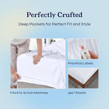 California Design Den King Size Sheets Set - Soft 400 Thread Count Sateen, 100% Cotton Sheets King Size, Deep Pockets with All Around Elastic for a, Cool & Durable Bedding Set - White