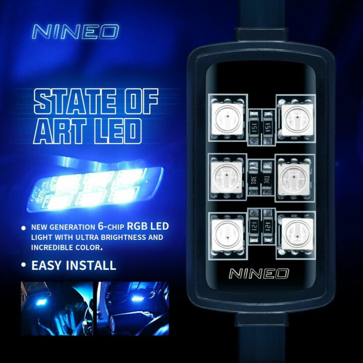 NINEO Motorcycle RGB LED Strip Lights - 8 pcs