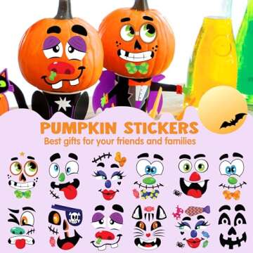 JOYIN Make 40 Faces Pumpkin Decorating Stickers with 18 Sticker Sheets in 12 Different Designs and Sizes Halloween Party Supplies Trick or Treat Party Favors