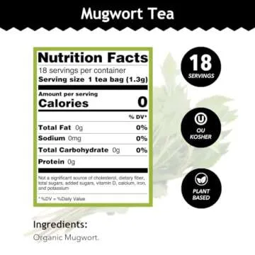 Buddha Teas Organic Mugwort Tea - OU Kosher, USDA Organic, CCOF Organic, 18 Bleach-Free Tea Bag