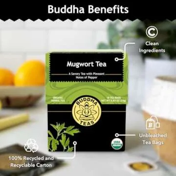 Buddha Teas Organic Mugwort Tea - OU Kosher, USDA Organic, CCOF Organic, 18 Bleach-Free Tea Bag