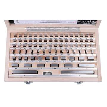 Accusize Industrial Tools Precision 81-Piece Steel Gauge Block Set, Grade B Accuracy, Corrosion-Resistant, P900-S581