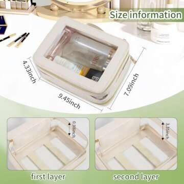 GUSTYLE Clear Makeup Bags Double Sided for Women/Men, Clear Cosmetic Bags with 2 Compartments And Zi...