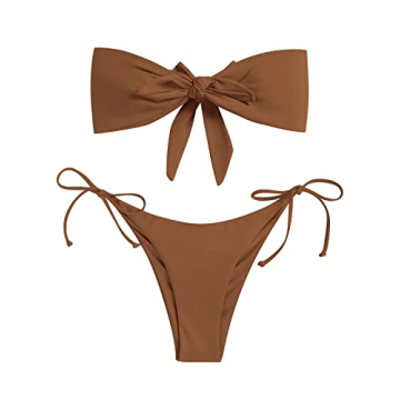 Trendy ZAFUL Knotted Bandeau Bikini for Women