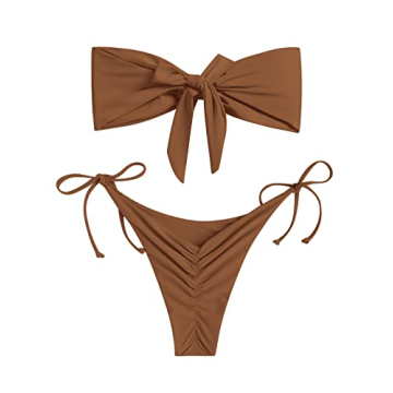Trendy ZAFUL Knotted Bandeau Bikini for Women