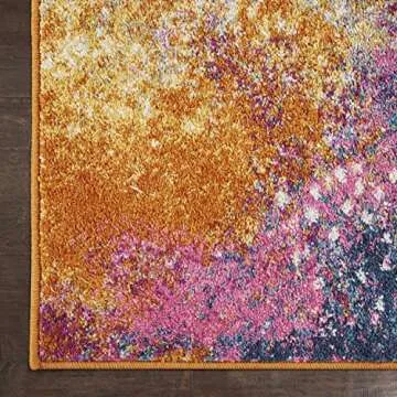 Nourison Passion Sunburst 5'3'' x 7'3'' Area-Rug, Modern, Abstract, Easy-Cleaning, Non Shedding, Bed Room, Living Room, Dining Room, Kitchen, (5' x 7')