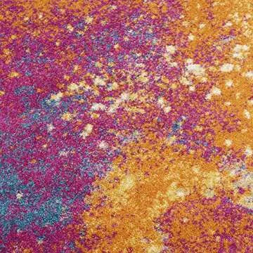 Nourison Passion Sunburst 5'3'' x 7'3'' Area-Rug, Modern, Abstract, Easy-Cleaning, Non Shedding, Bed Room, Living Room, Dining Room, Kitchen, (5' x 7')