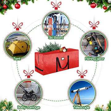 BALEINE 7.5 ft Christmas Tree Storage Bag, Heavy Duty Extra Large Artificial Christmas Tree Bag with Reinforced Handles and Dual Zippers Wide Opening (Red, 7.5 ft)