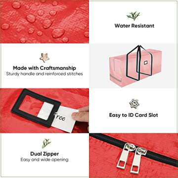 BALEINE 7.5 ft Christmas Tree Storage Bag, Heavy Duty Extra Large Artificial Christmas Tree Bag with Reinforced Handles and Dual Zippers Wide Opening (Red, 7.5 ft)