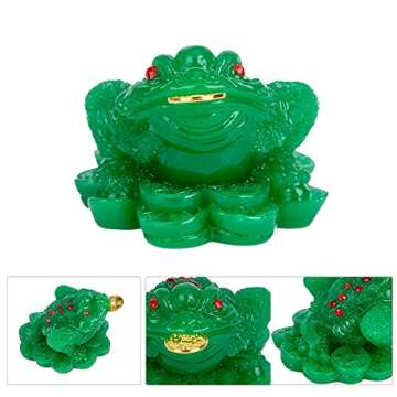 Feng Shui Money Frog, Lucky Money Toad Decorations,Ideal for Attracting Wealth (Green1)