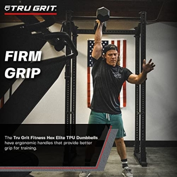 TG Tru Grit Elite TPU Dumbbells - Durable Hex Weights for All