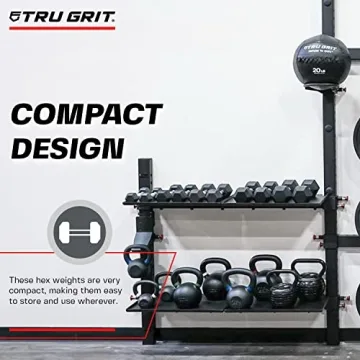 TG Tru Grit Elite TPU Dumbbells - Durable Hex Weights for All