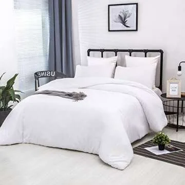 CLOTHKNOW White Queen Comforter Set 3Pcs White Bedding Comforter Sets Solid White Bed Comforter Sets White Queen Bedding Sets White Queen Size Comforter Sets