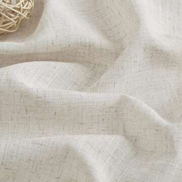 Vision Home Natural Pinch Pleated Semi Sheer Curtains Textured Linen Blended Light Filtering Window Curtains 95 inch for Living Room Bedroom Pinch Pleat Drapes with Hooks 2 Panels 42" Wx95 L