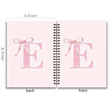 foedor Coquette Trendy Preppy Pink Bow Spiral Notebook,Initial E Journal Personalized Teen Girl Gift...