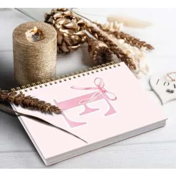 foedor Coquette Trendy Preppy Pink Bow Spiral Notebook,Initial E Journal Personalized Teen Girl Gifts,Monogrammed Gifts for Women Teen Girl,College Ruled Hardcover Spiral Notebook 5.5 x 8.3