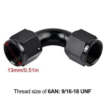 EVIL ENERGY 6AN Female to 6AN Female 90 Degree Swivel Coupler Union Fitting Adapter Aluminum Black 2PCS